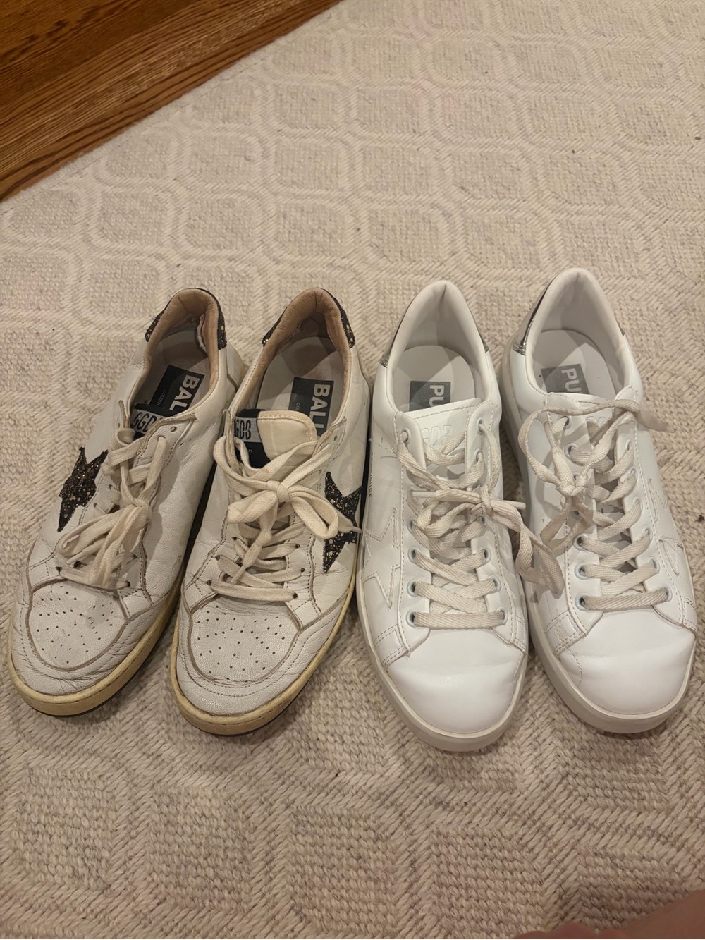 Golden Goose White Leather Sneakers with Black Star Accent
